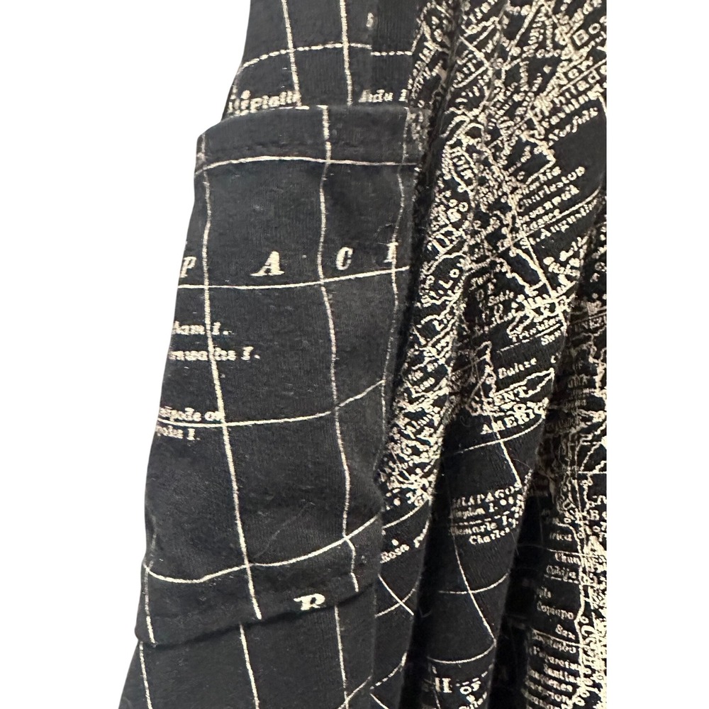 Effie's Heart Skirt Women XS Black Map Print A-Line Midi Pockets Excellent - Picture 4 of 10